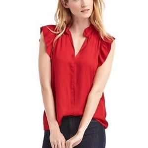 Gap Ruffle Key Hole Blouse